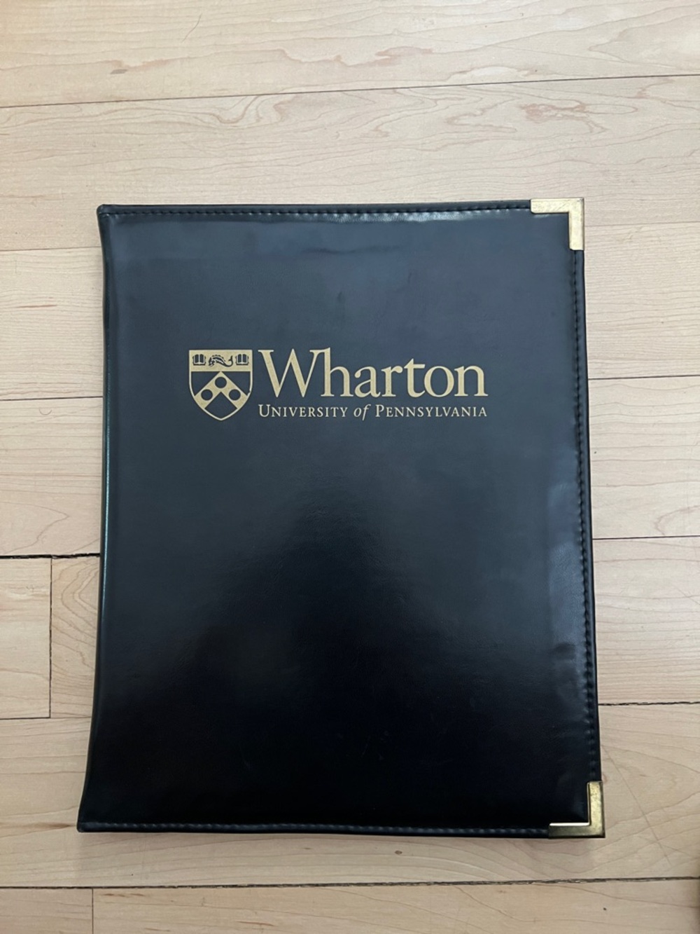 Wharton University of Pennsylvania Black Leather Portfolio